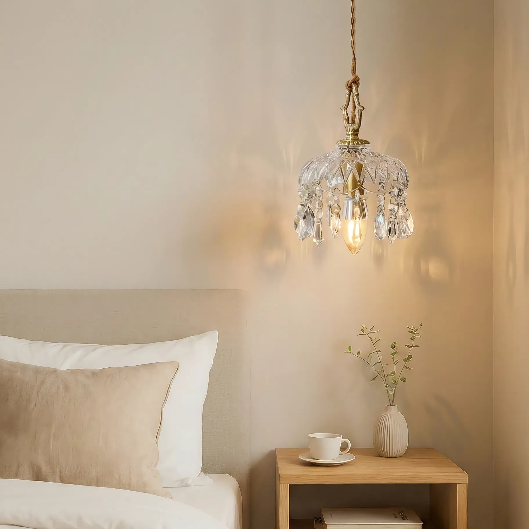 Vintage Copper Crystal Pendant Lamp
