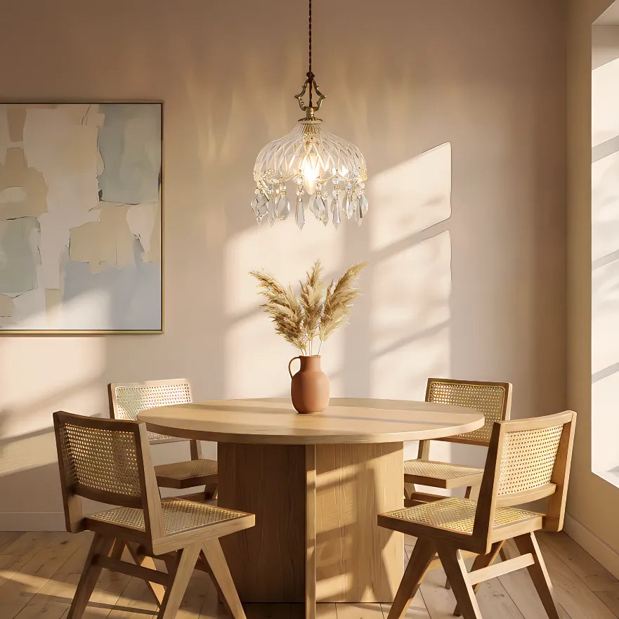 Vintage Copper Crystal Pendant Lamp