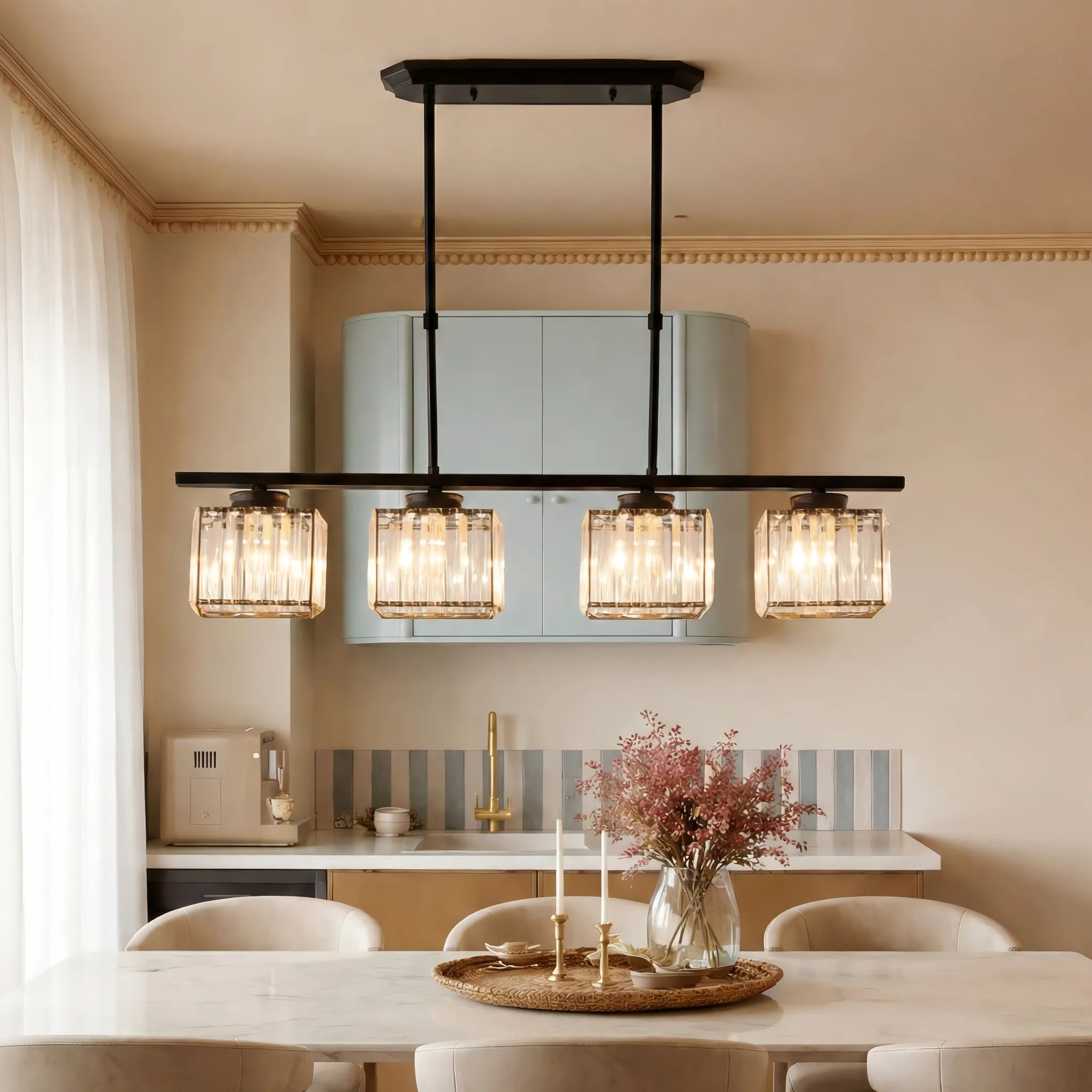 Lustre nordique en verre à plusieurs têtes