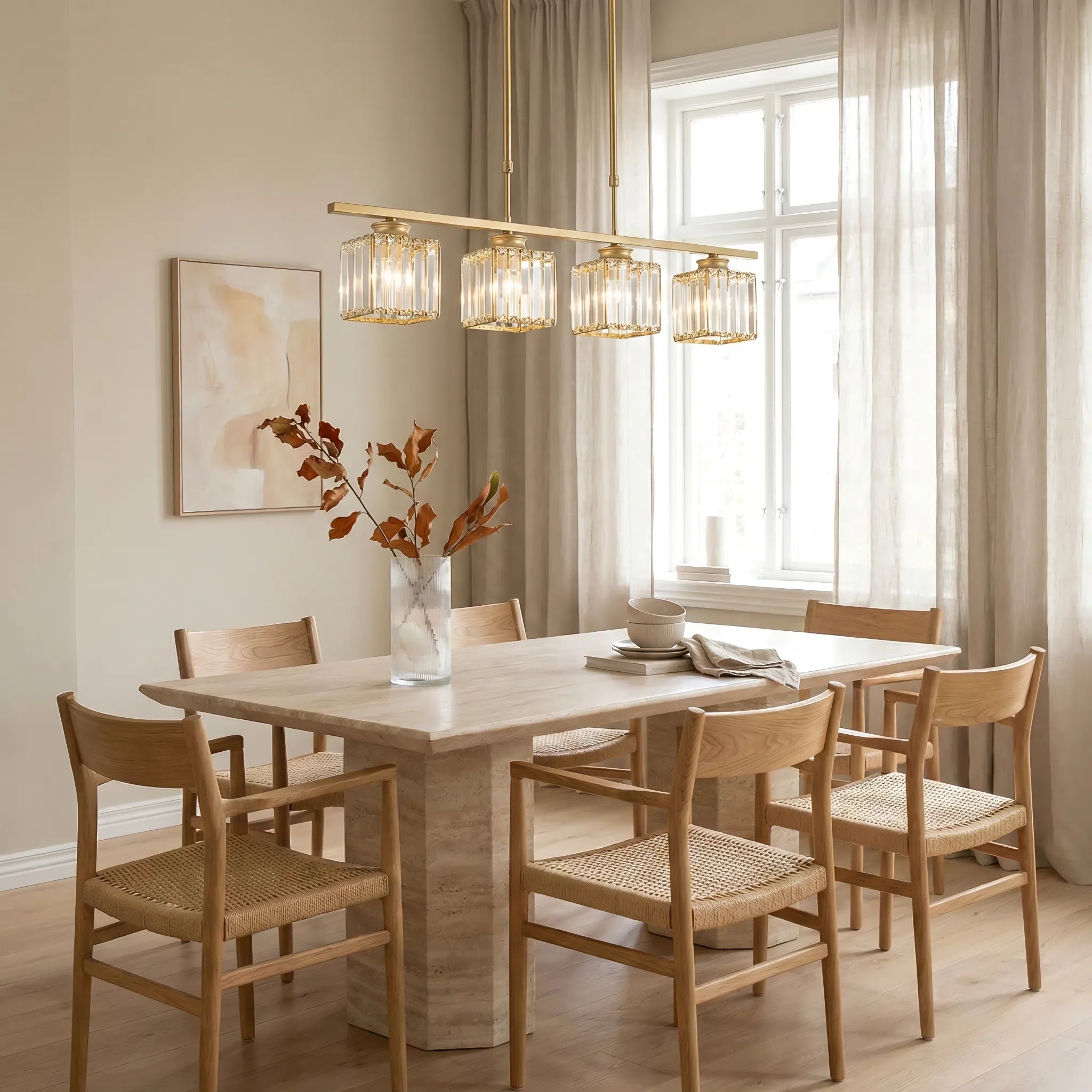 Lustre nordique en verre à plusieurs têtes