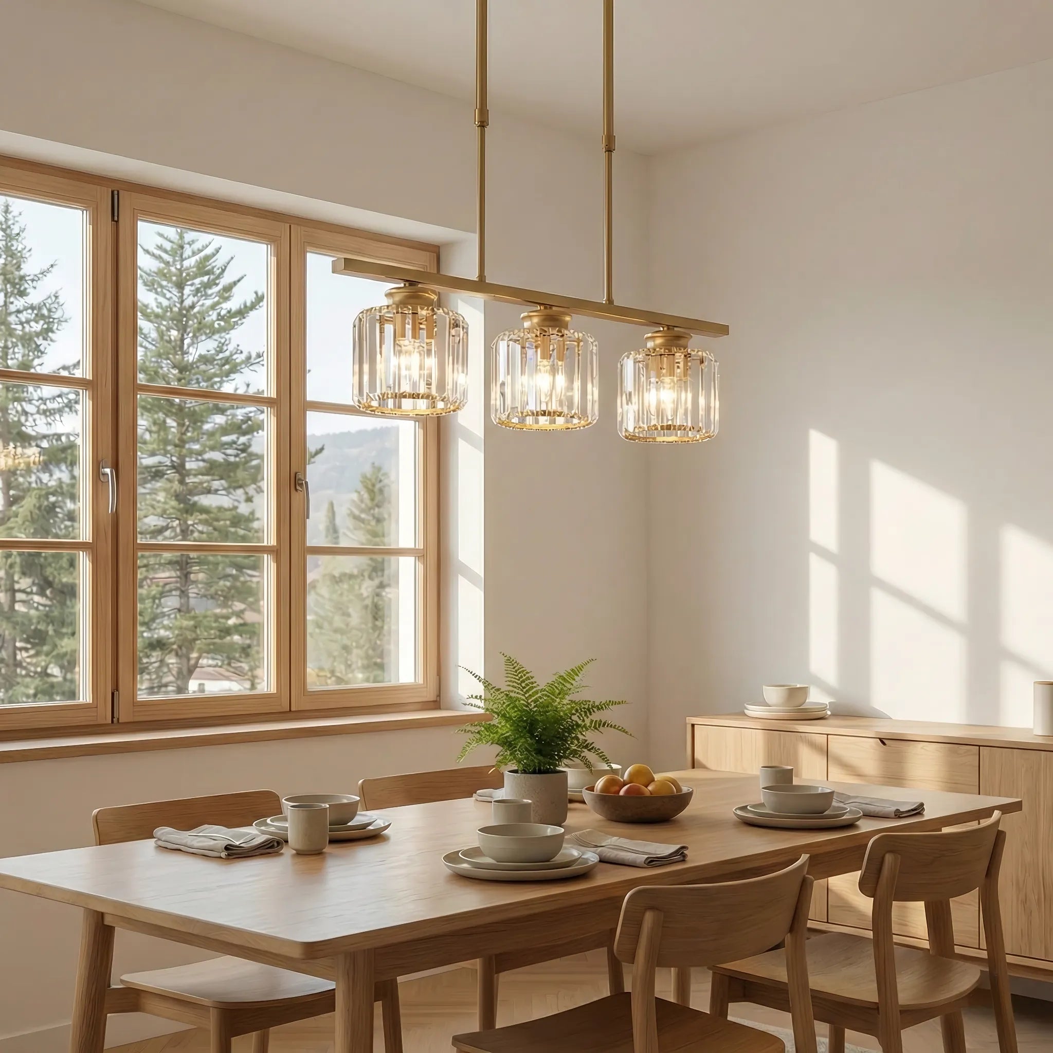 Lustre nordique en verre à plusieurs têtes