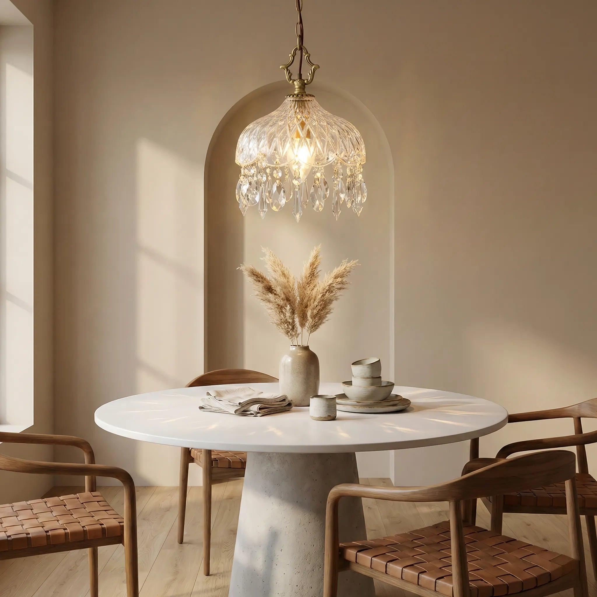 Vintage Copper Crystal Pendant Lamp
