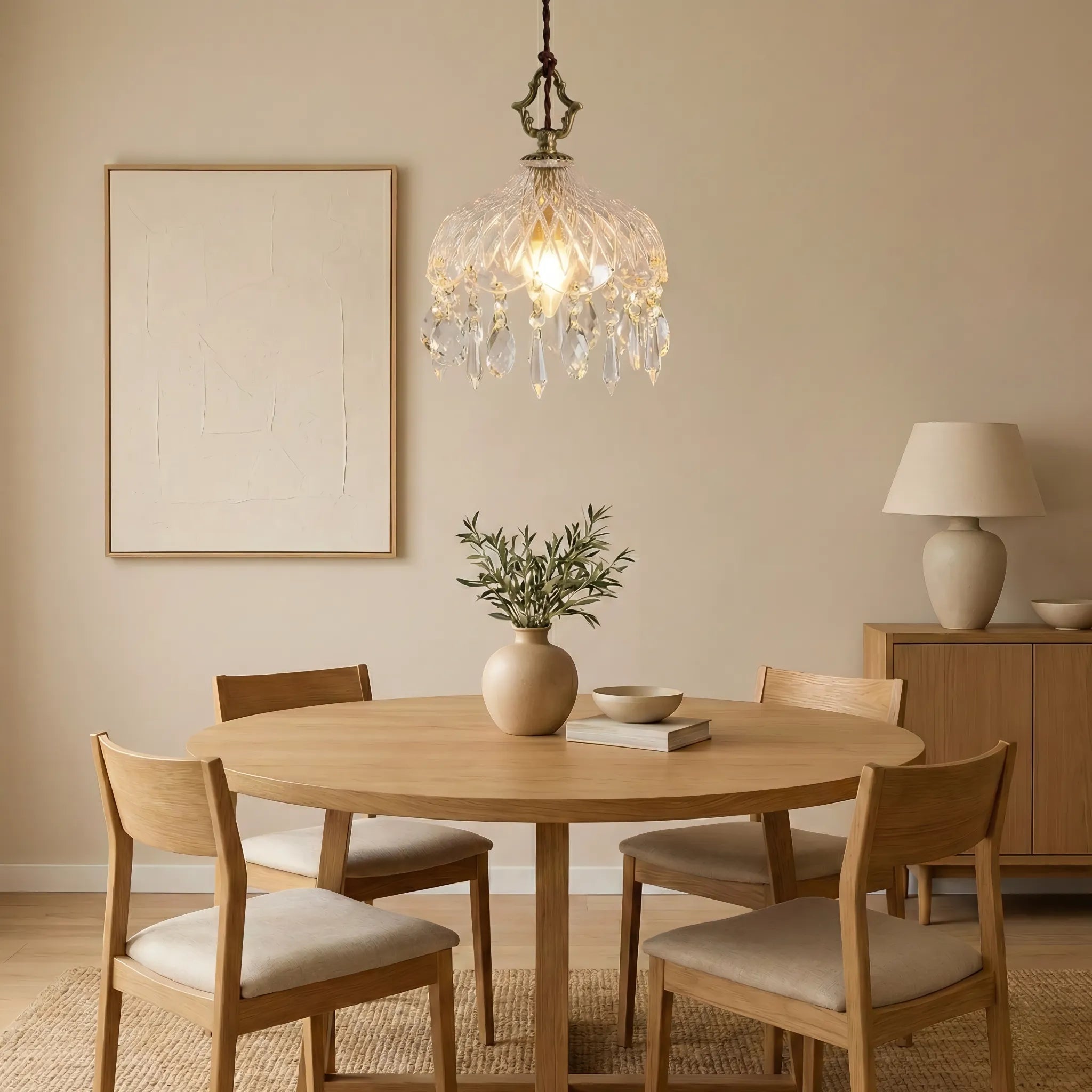 Vintage Copper Crystal Pendant Lamp