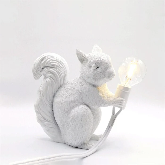 Cute Squirrel Resin Table Lamp