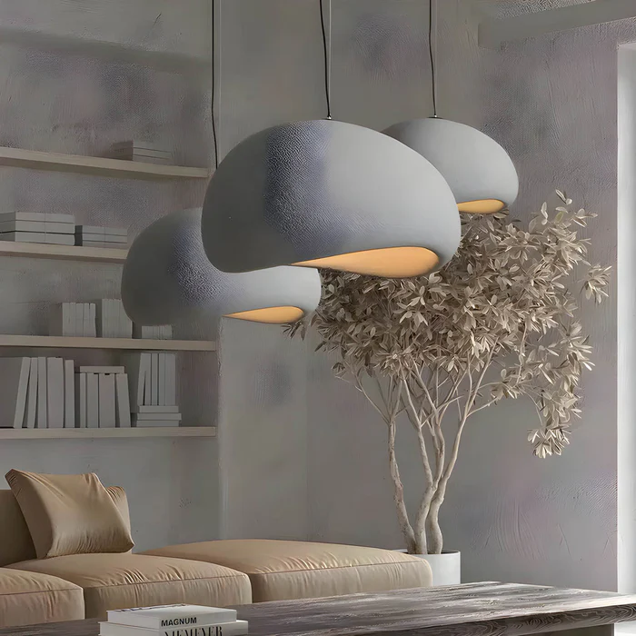 Lampe à suspension en forme de nid d'oiseau de style japonais Wabi-Sabi