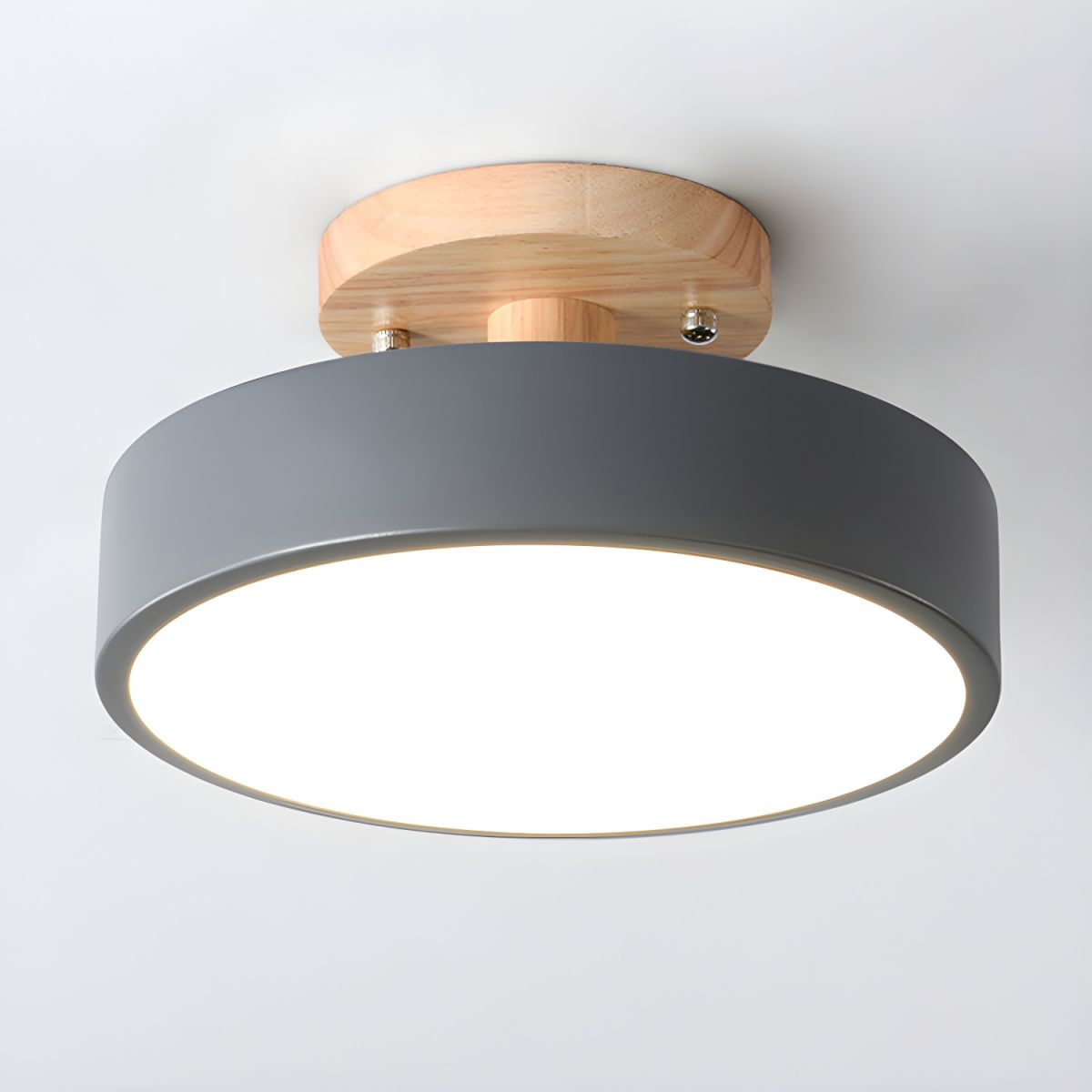 Glarefusion Round  Semi Flush Wooden Ceiling Light