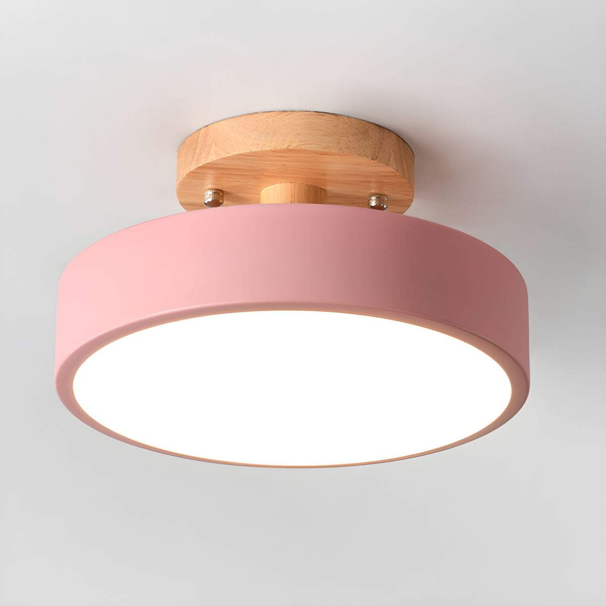 Glarefusion Round  Semi Flush Wooden Ceiling Light