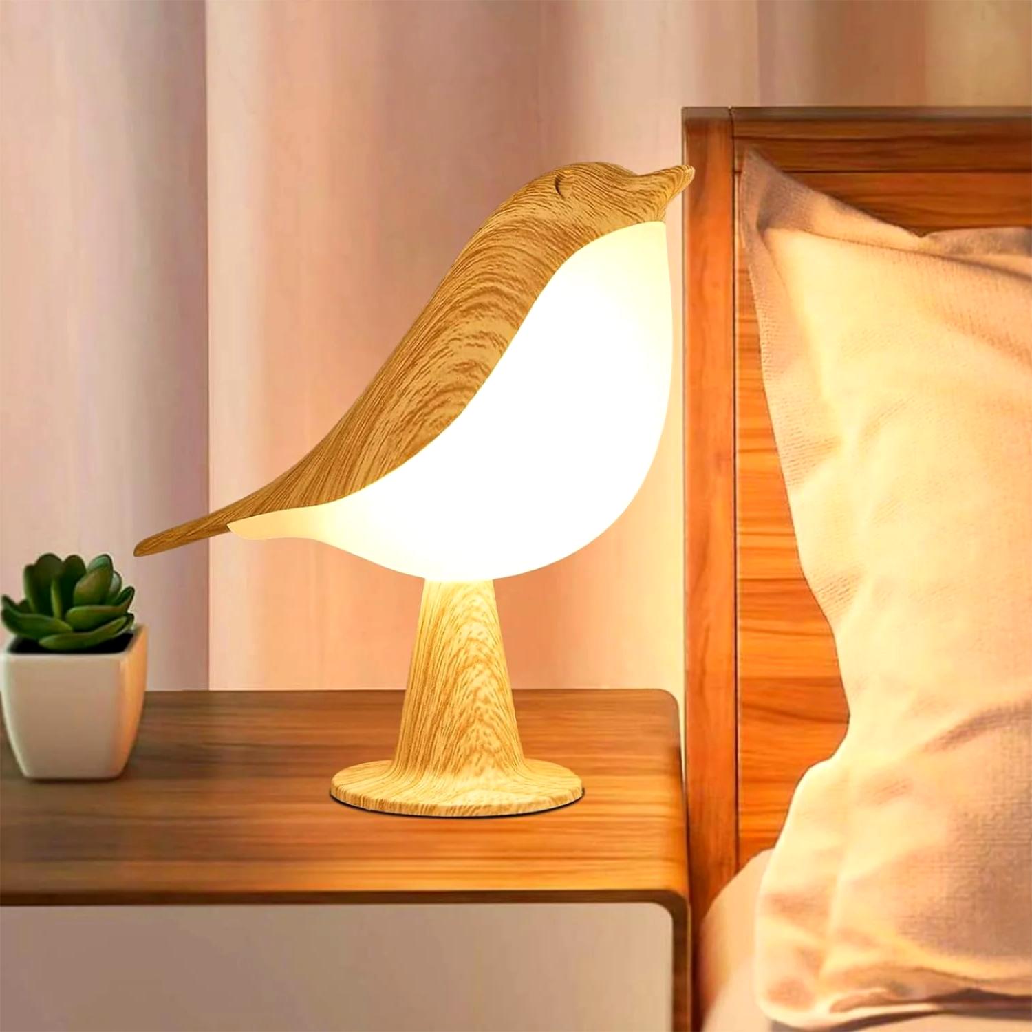 Lampe de table oiseau en bois chic Glarefusion