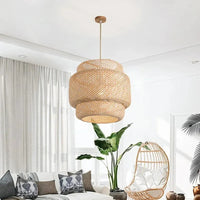Moderne Bambus Rattan gewebte Anhängerlampe