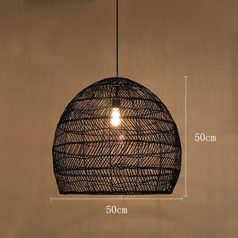 Lampada a sospensione moderna in rattan