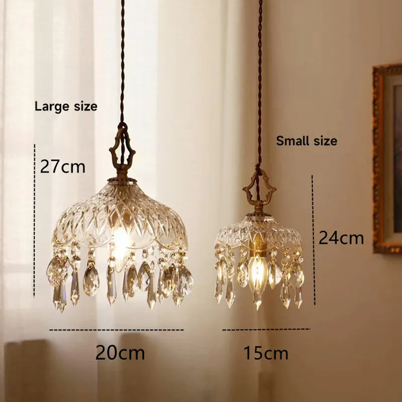 Vintage Copper Crystal Pendant Lamp