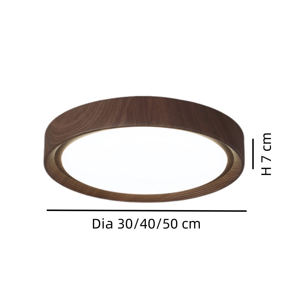 Plafoniera vintage in legno con disco rotondo