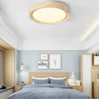 Vintage Round Disc Wooden Ceiling Light