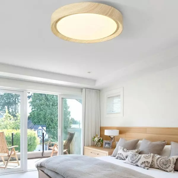 Vintage Round Disc Wooden Ceiling Light