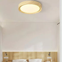 Vintage Round Disc Wooden Ceiling Light