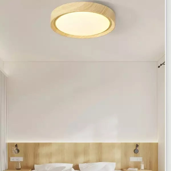 Vintage Round Disc Wooden Ceiling Light