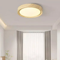 Vintage Round Disc Wooden Ceiling Light