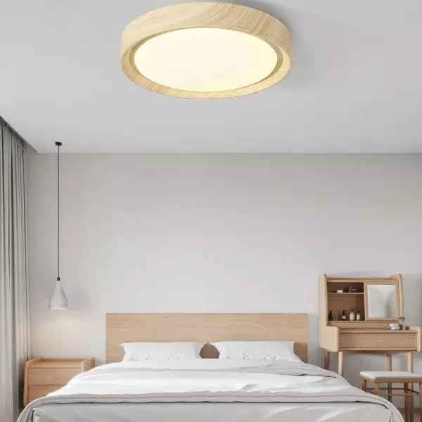 Vintage Round Disc Wooden Ceiling Light