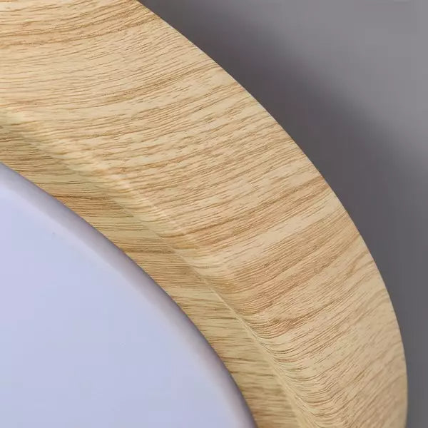 Plafoniera vintage in legno con disco rotondo